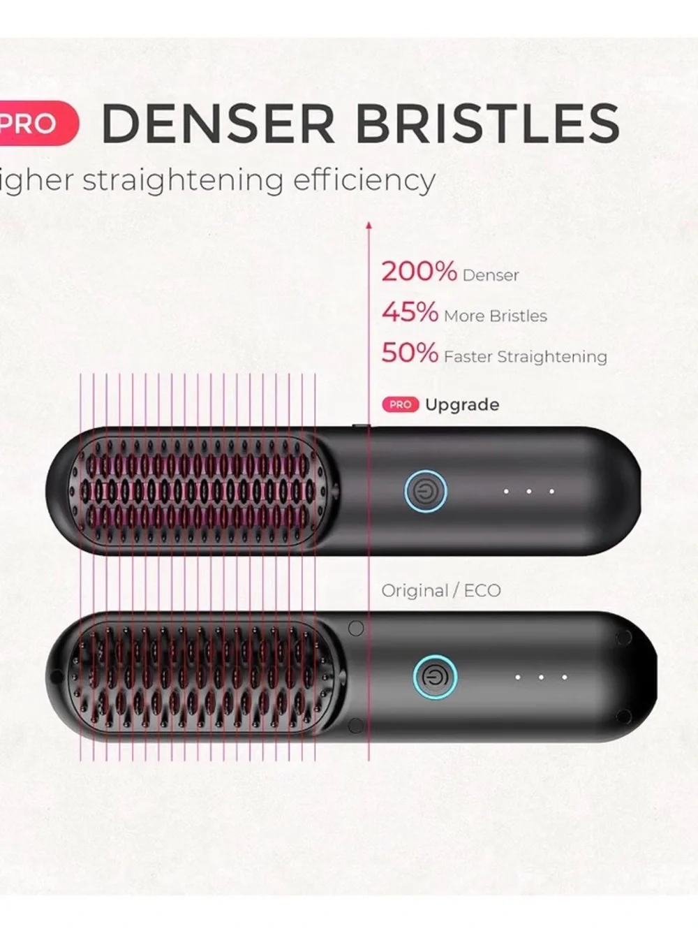 TYMO- Black Electric Hair Straightening Brush with Travel Adapter NEW